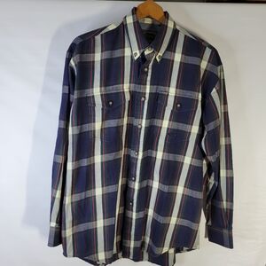 Mens Roper LS Plaid 100% Cotton Button Front Shirt Size Medium
